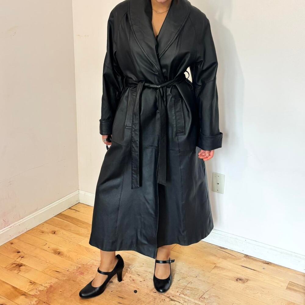 Full length vintage leather trench by